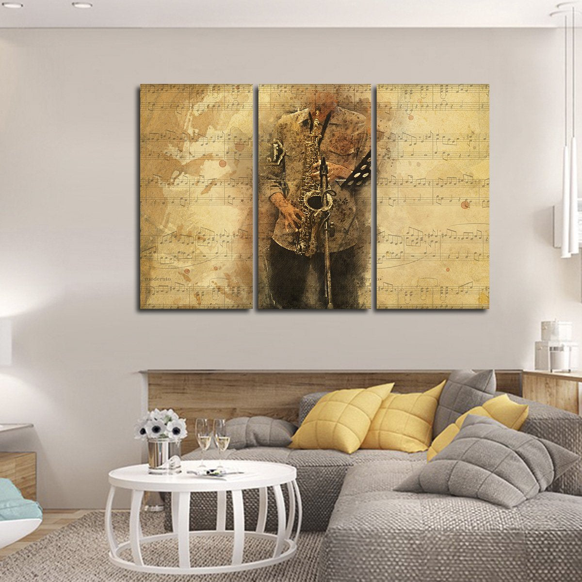 Saxophone Tunes Multi Panel Canvas Wall Art
