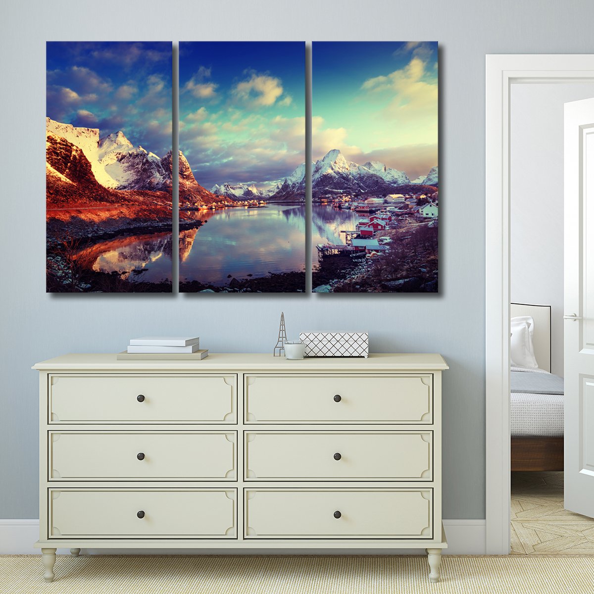 Oia Village Photography Multi Panel Canvas Wall Art