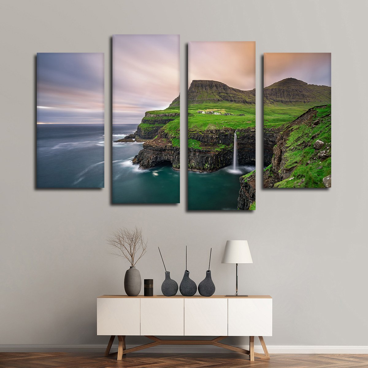 Scandinavian Waterfall Multi Panel Canvas Wall Art