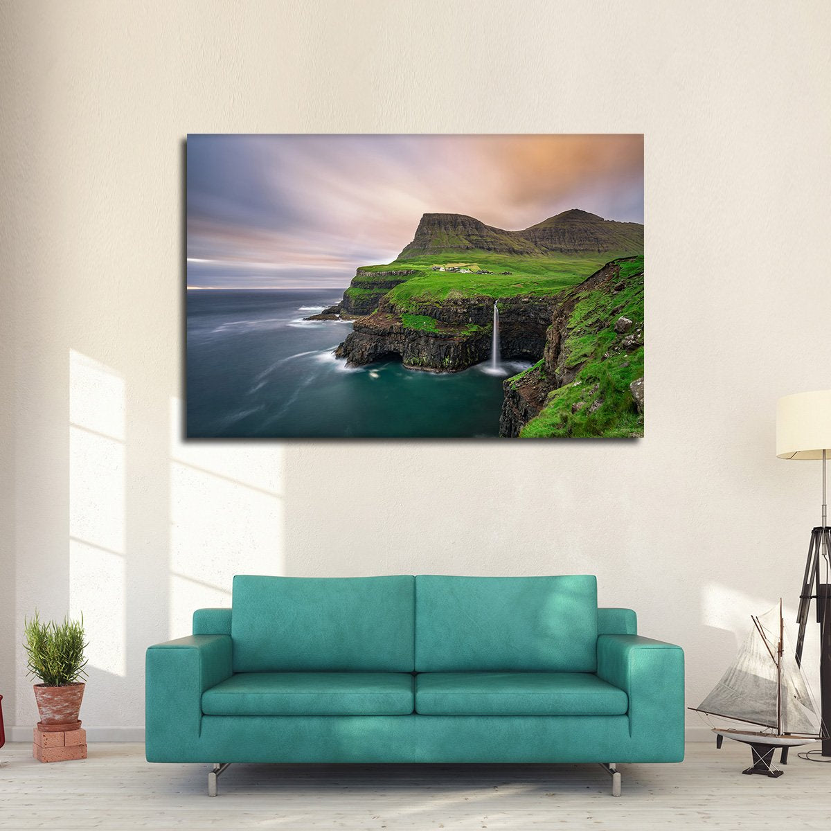 Scandinavian Waterfall Multi Panel Canvas Wall Art