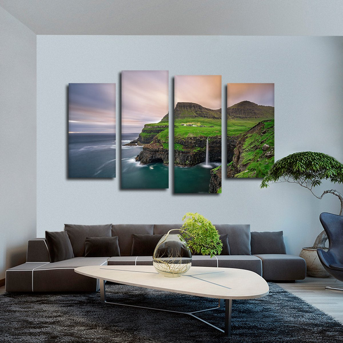 Scandinavian Waterfall Multi Panel Canvas Wall Art