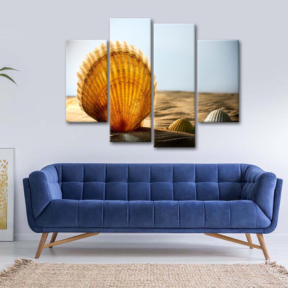 Seashells in the Sand Multi Panel Canvas Wall Art