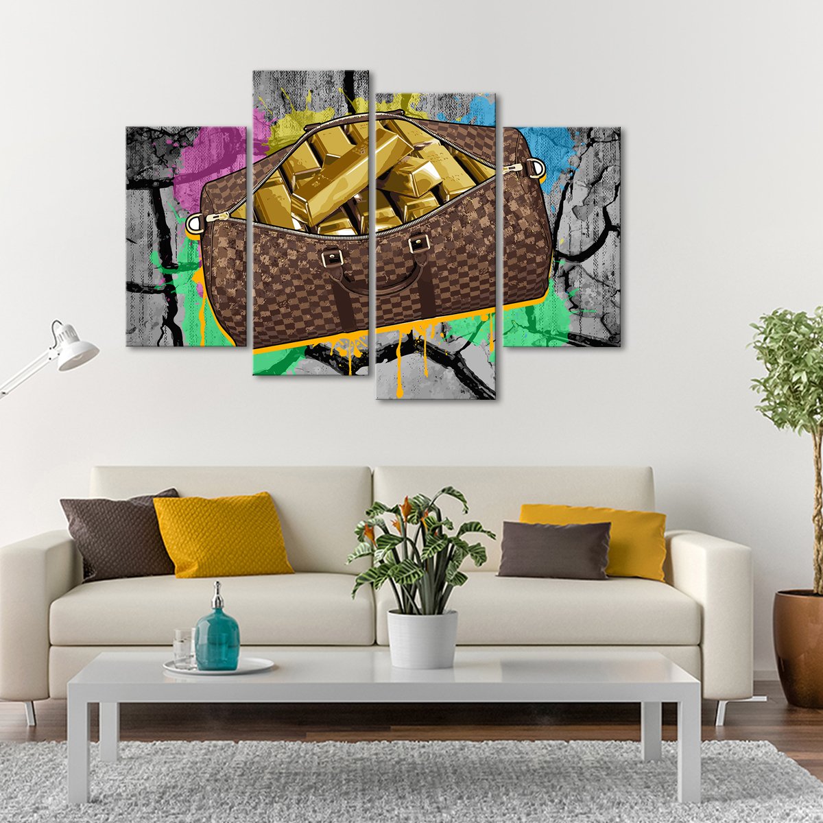 Secure the Gold Multi Panel Canvas Wall Art