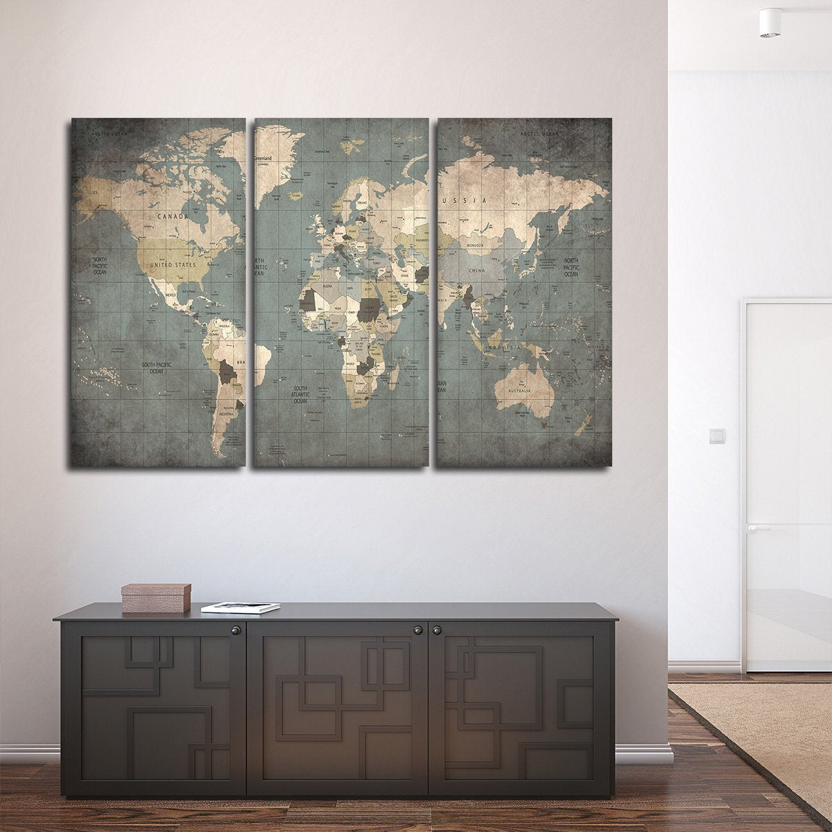 Seek Locations Map Multi Panel Canvas Wall Art