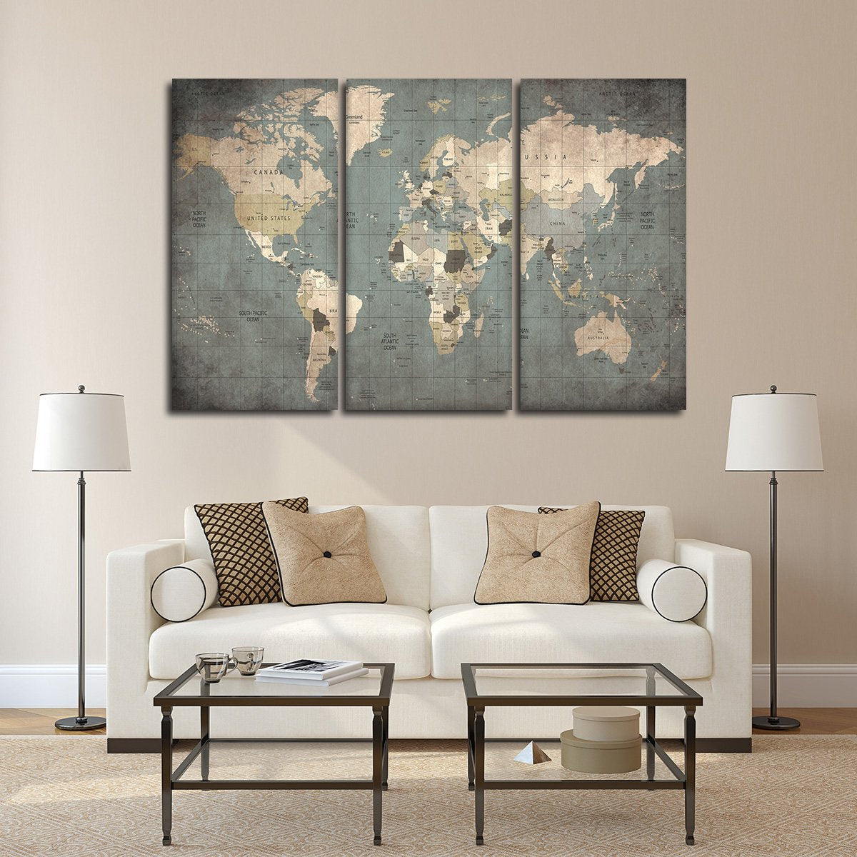 Seek Locations Map Multi Panel Canvas Wall Art
