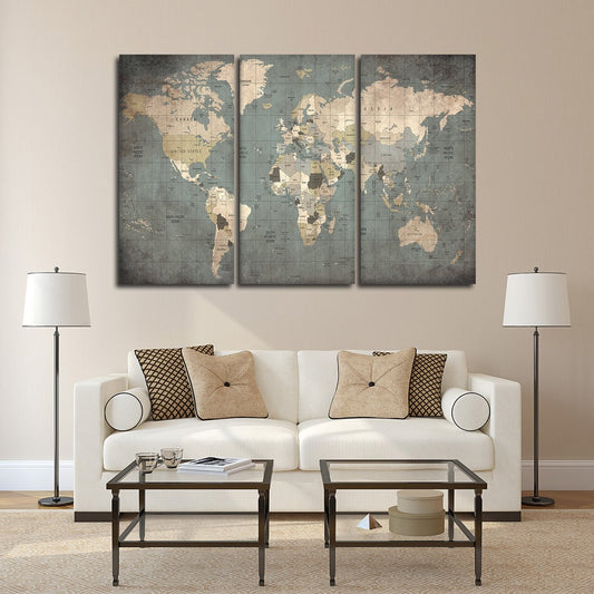Seek Locations Map Multi Panel Canvas Wall Art