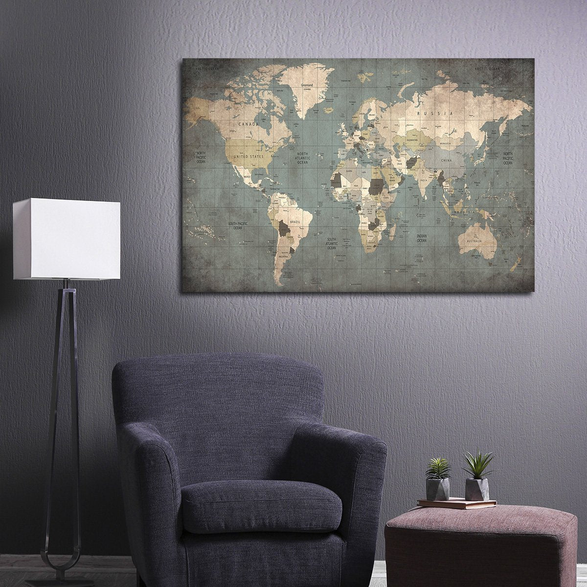 Seek Locations Map Multi Panel Canvas Wall Art