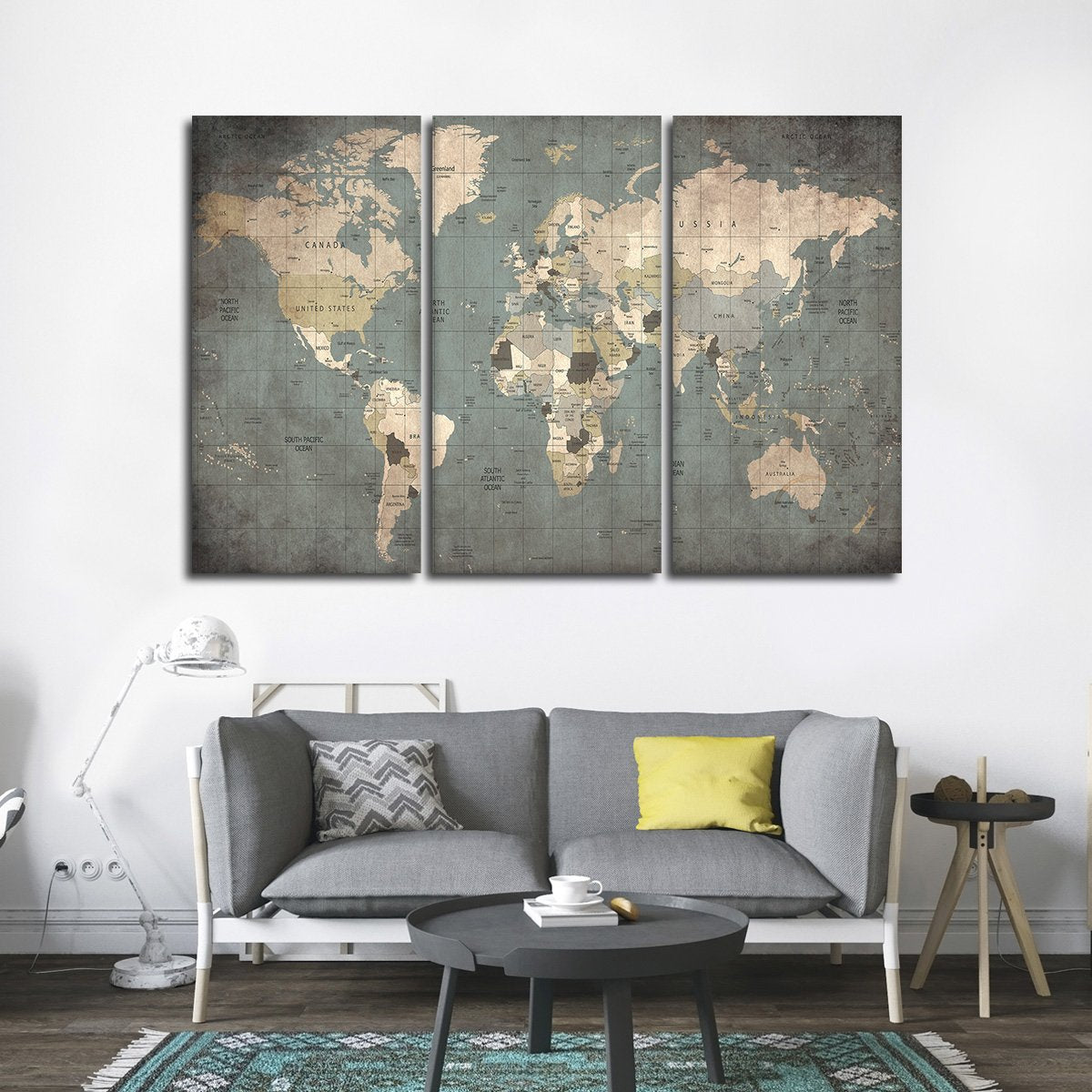 Seek Locations Map Multi Panel Canvas Wall Art