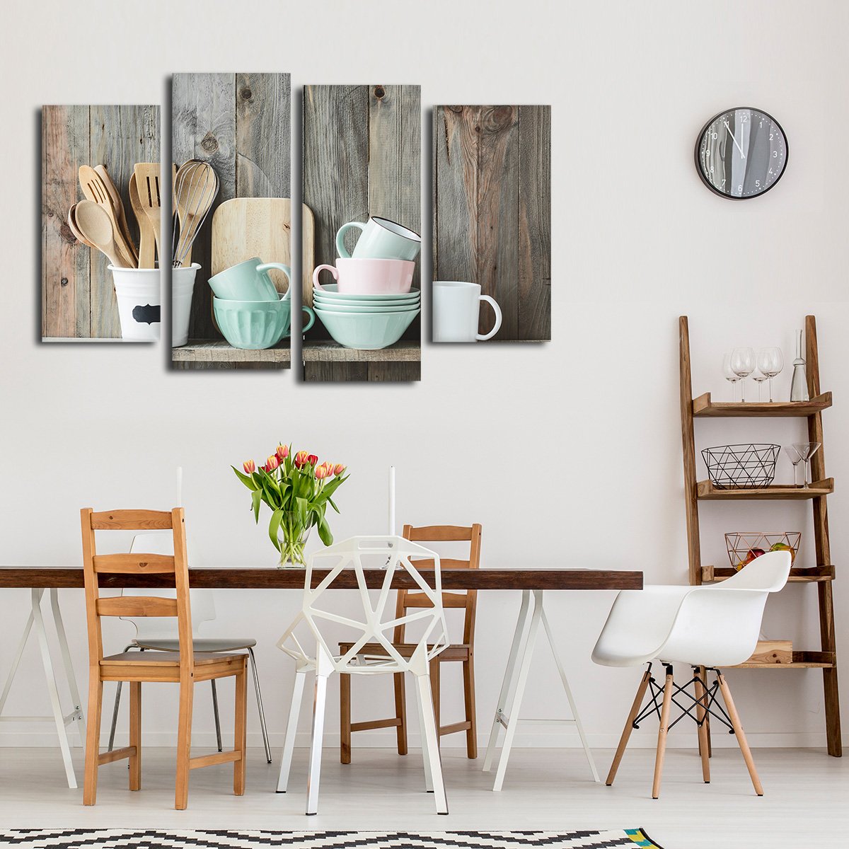 Shabby Chic Kitchen Multi Panel Canvas Wall Art