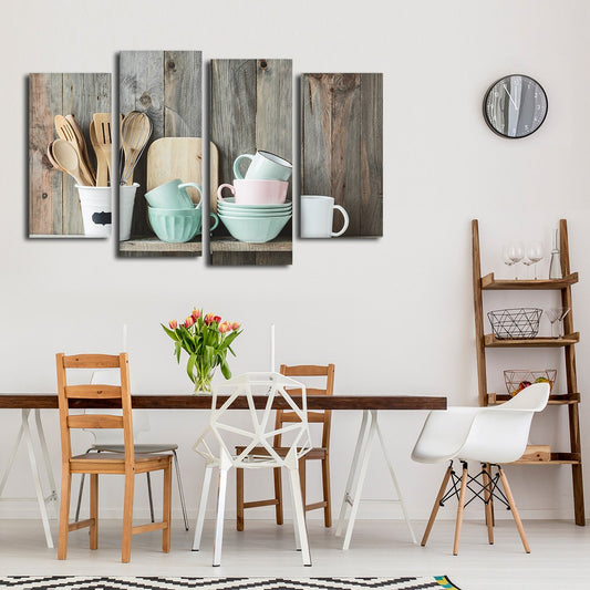 Shabby Chic Kitchen Multi Panel Canvas Wall Art