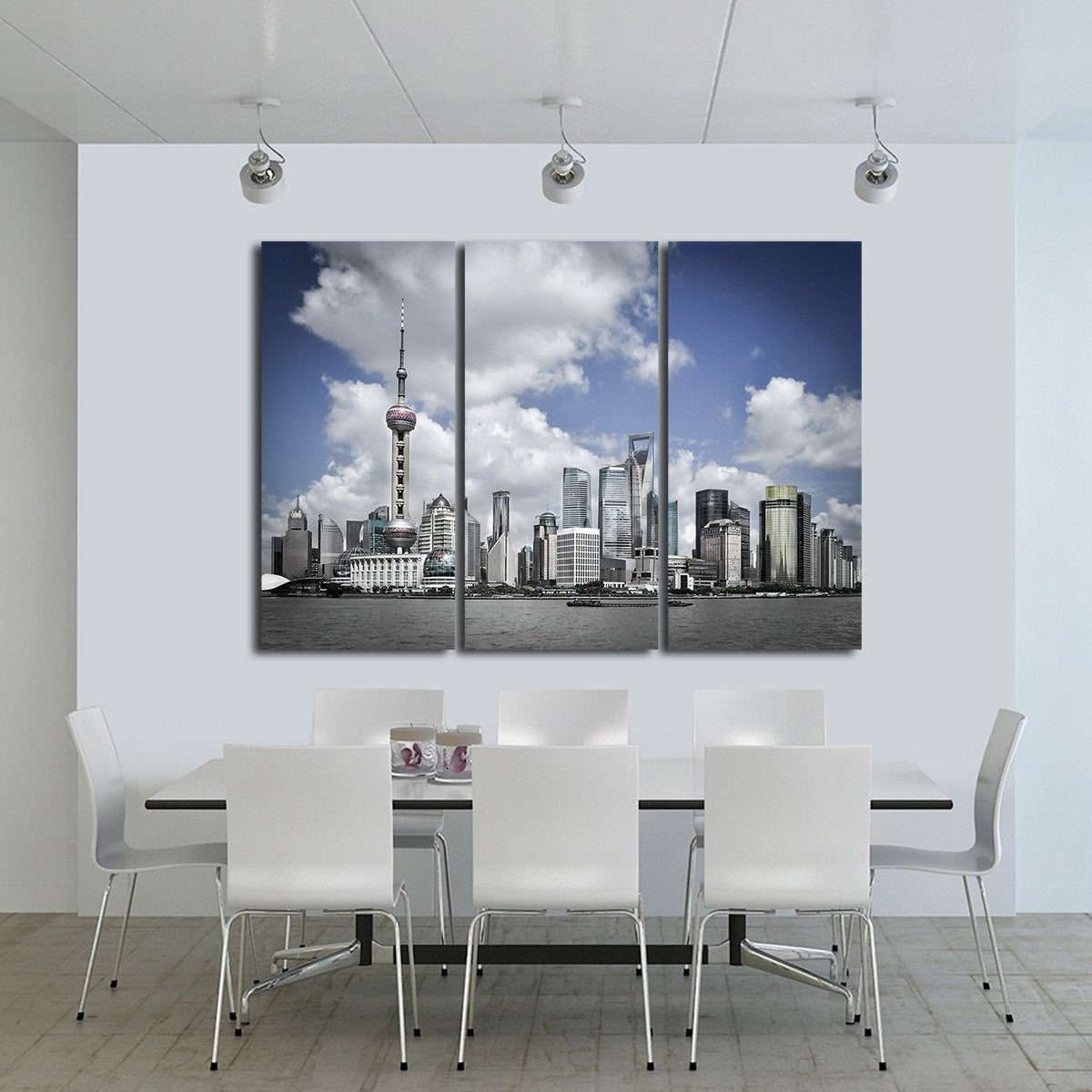 Shanghai Skyline Multi Panel Canvas Wall Art
