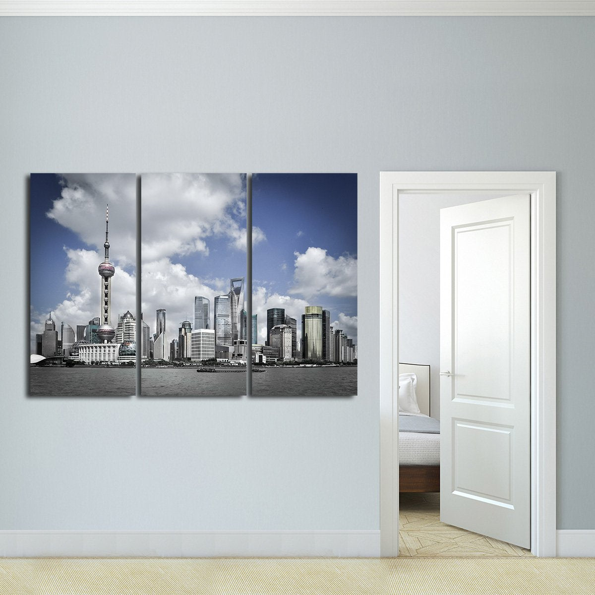 Shanghai Skyline Multi Panel Canvas Wall Art
