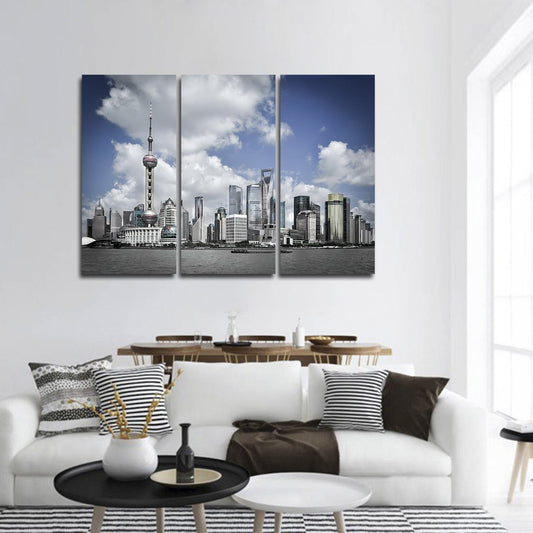 Shanghai Skyline Multi Panel Canvas Wall Art