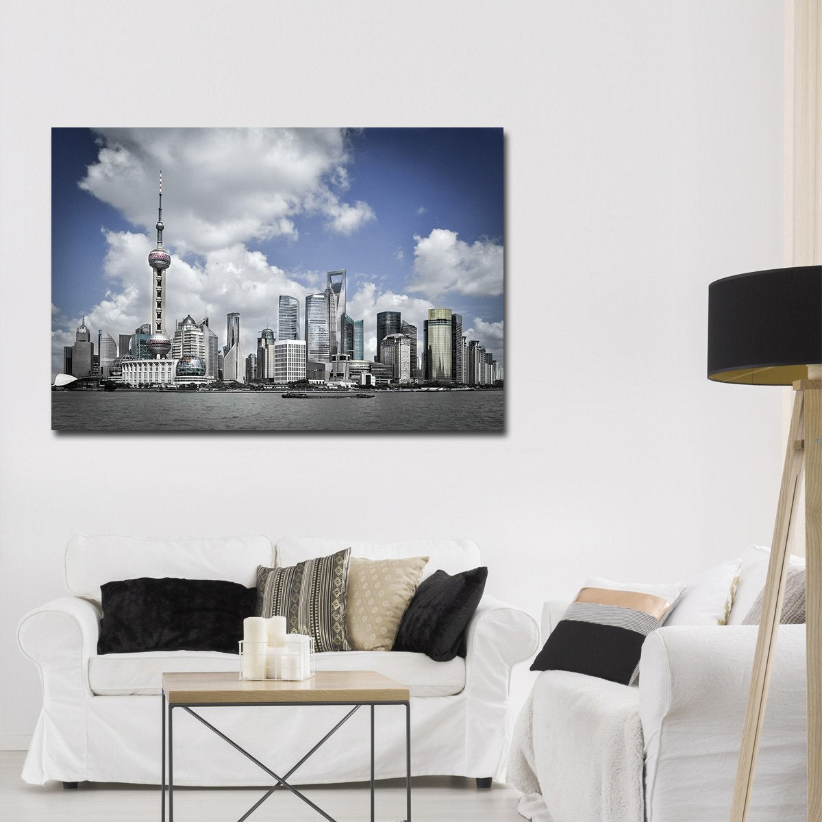 Shanghai Skyline Multi Panel Canvas Wall Art