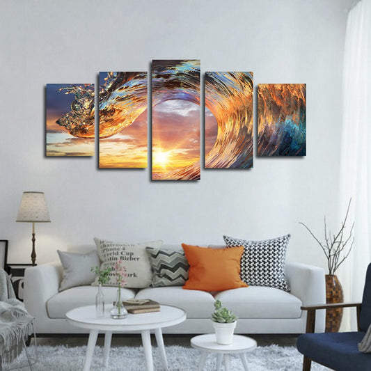 Shine Through The Wave Multi Panel Canvas Wall Art