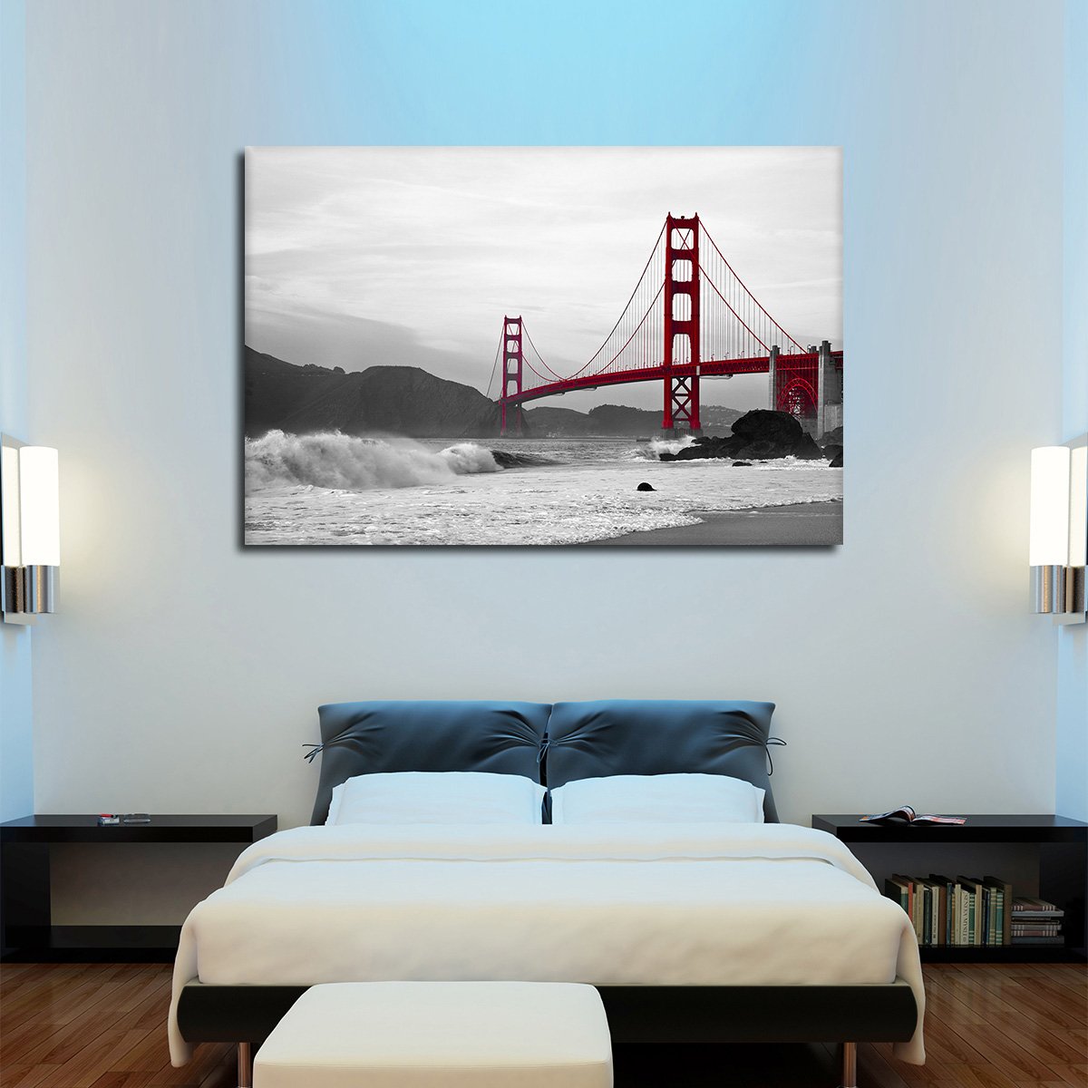Shore At Golden Gate Bridge Pop Multi Panel Canvas Wall Art