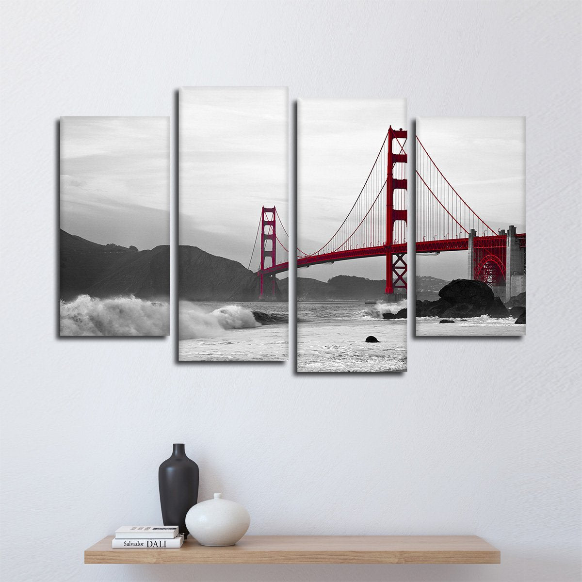 Shore At Golden Gate Bridge Pop Multi Panel Canvas Wall Art