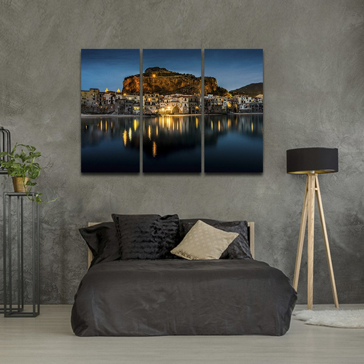 Sicily at Night Multi Panel Canvas Wall Art