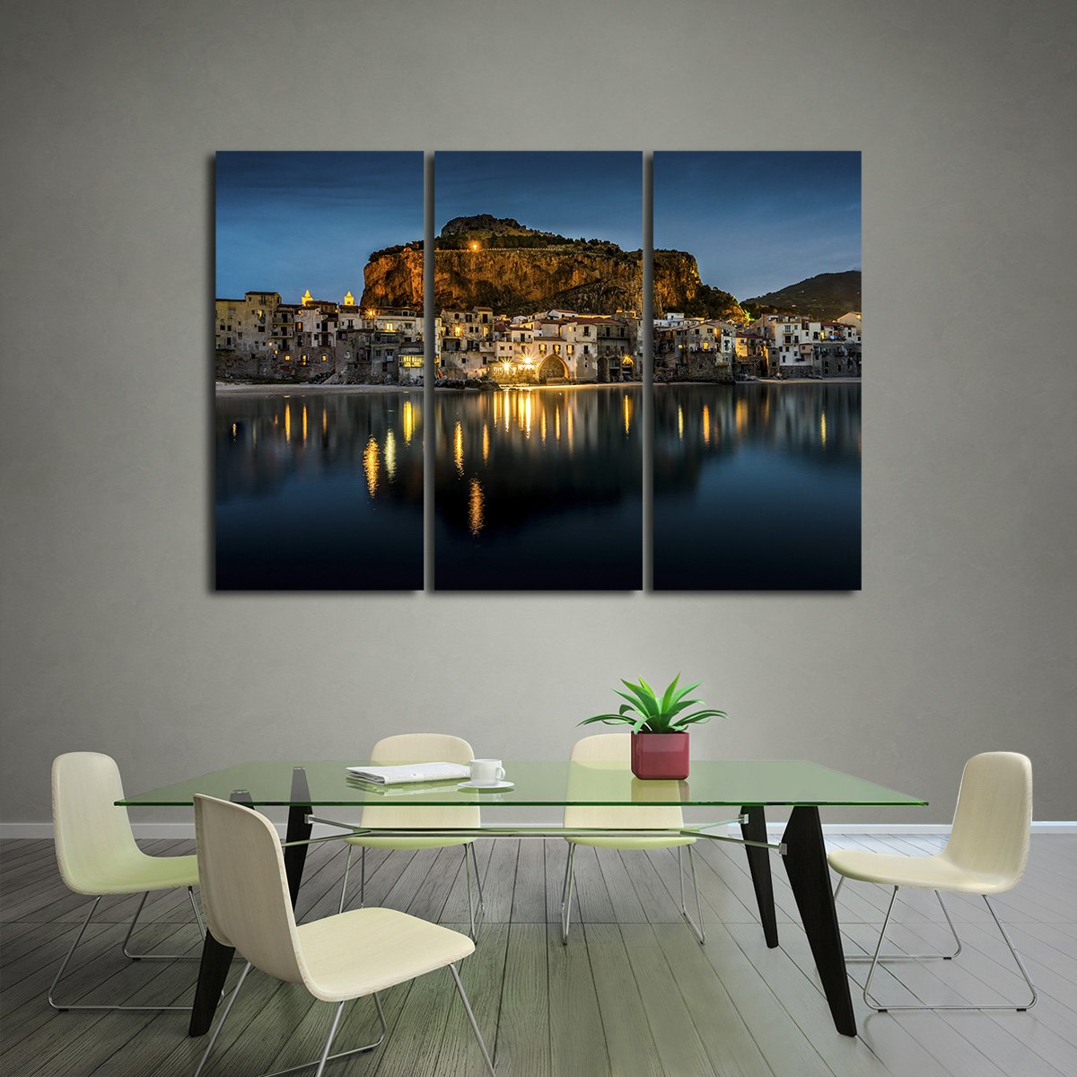 Sicily at Night Multi Panel Canvas Wall Art