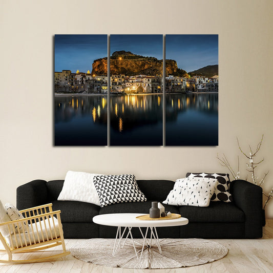 Sicily at Night Multi Panel Canvas Wall Art