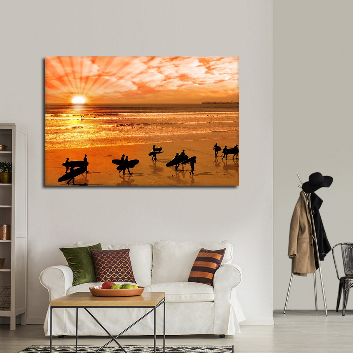 Silhouette Surfers Multi Panel Canvas Wall Art