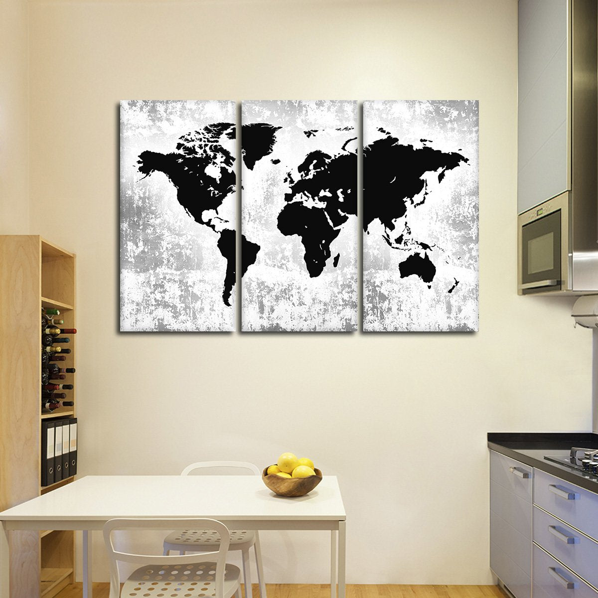 Silhouette World Map Multi Panel Canvas Wall Art