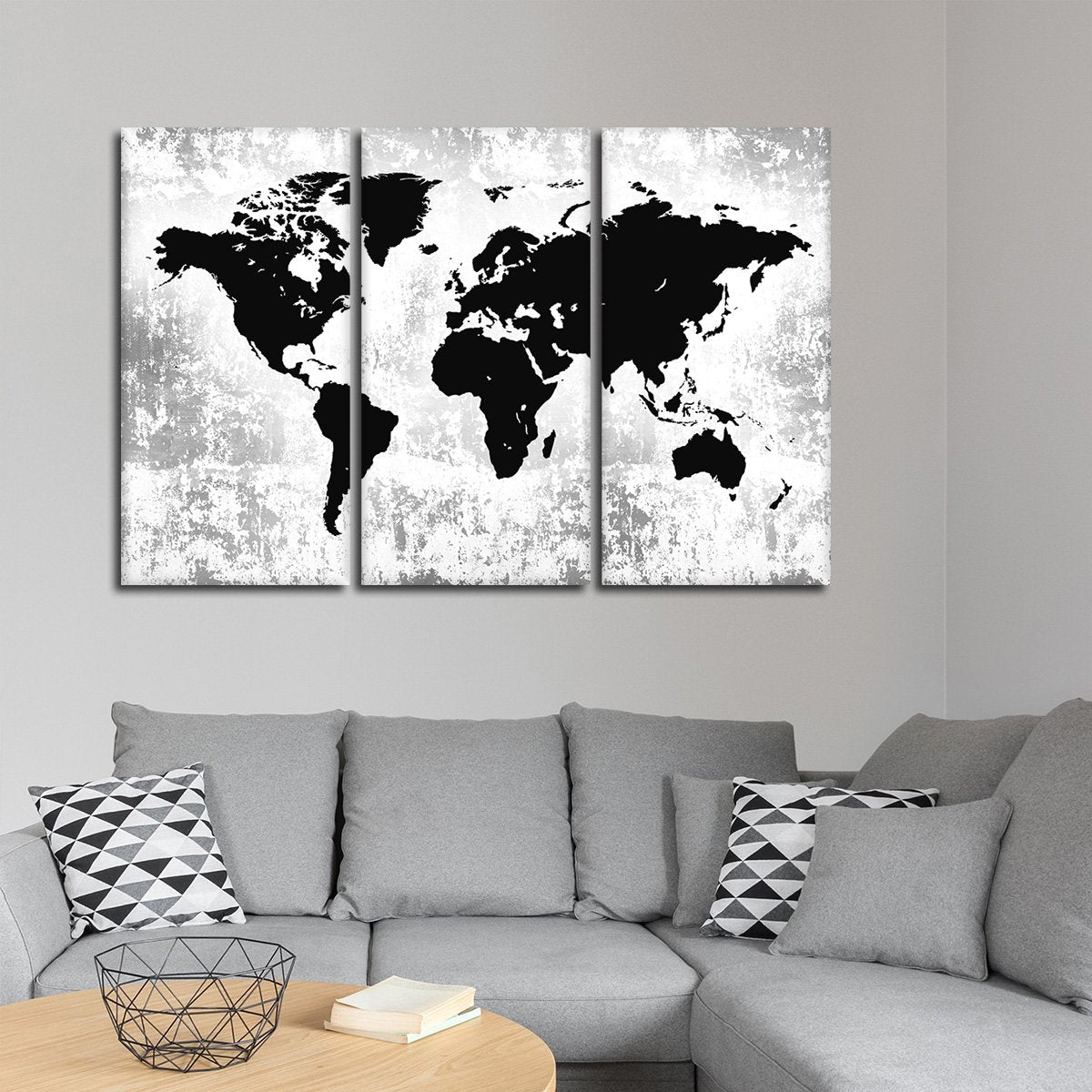 Silhouette World Map Multi Panel Canvas Wall Art