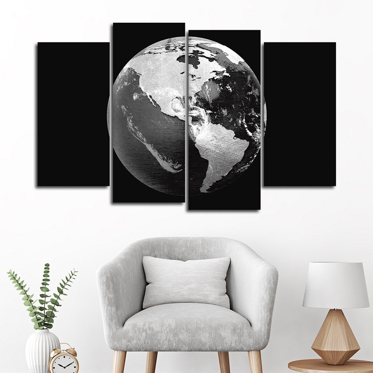 Silver Globe Multi Panel Canvas Wall Art