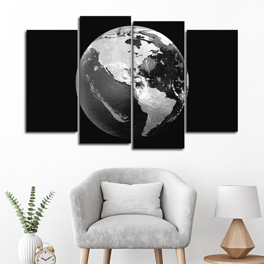 Silver Globe Multi Panel Canvas Wall Art