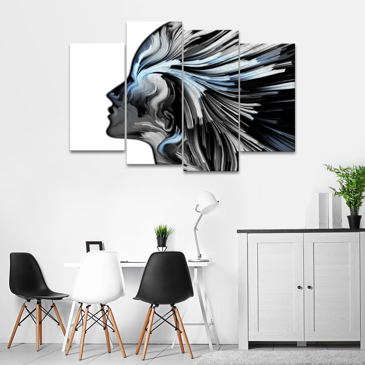 Silver Profile Colors Multi Panel Canvas Wall Art