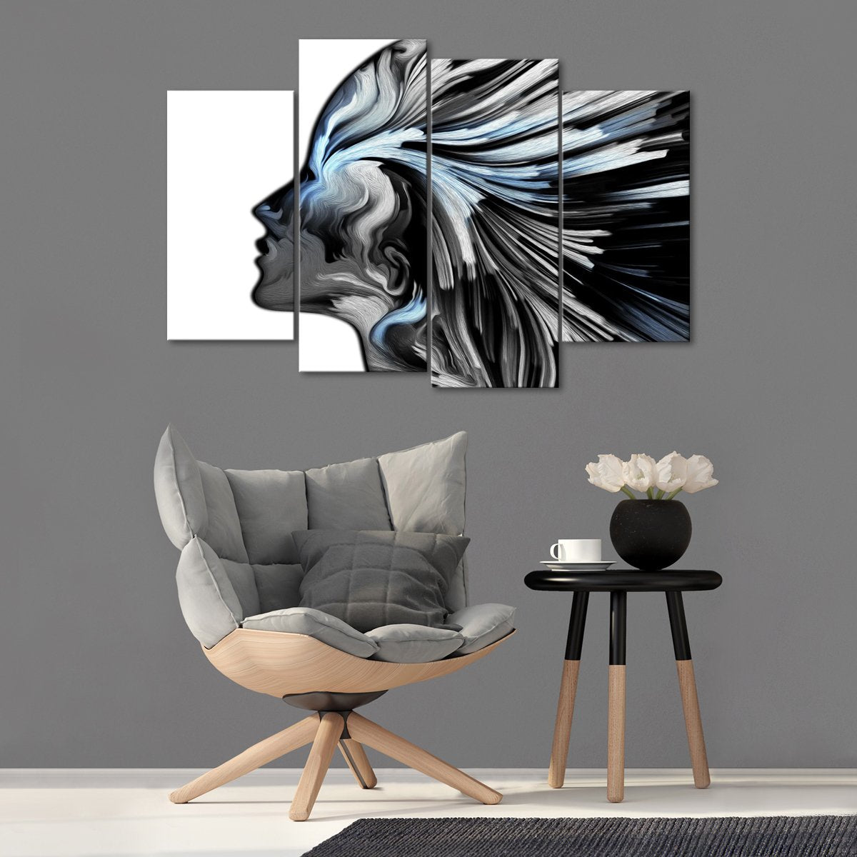Silver Profile Colors Multi Panel Canvas Wall Art