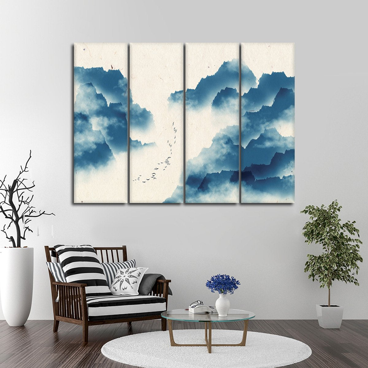 Simple Asian Landscape Multi Panel Canvas Wall Art