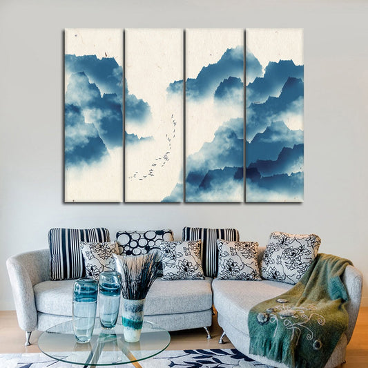 Simple Asian Landscape Multi Panel Canvas Wall Art