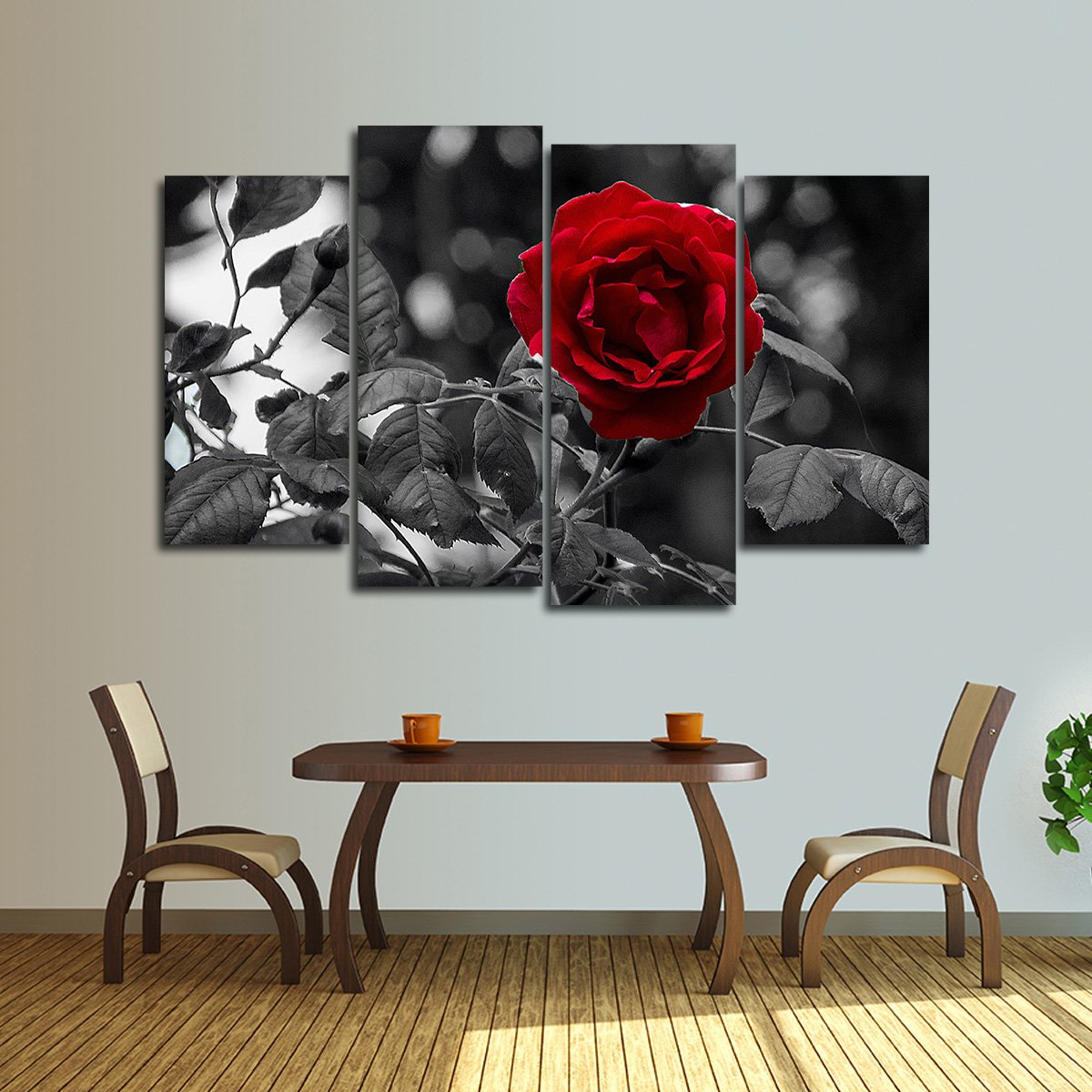 Single Rose Pop Multi Panel Canvas Wall Art