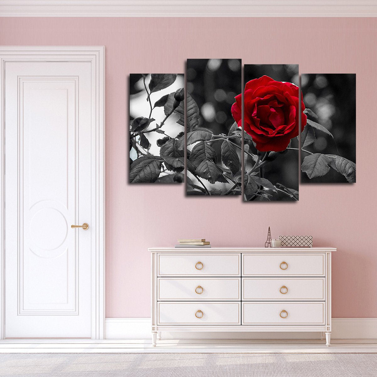 Single Rose Pop Multi Panel Canvas Wall Art