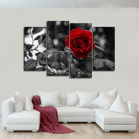 Single Rose Pop Multi Panel Canvas Wall Art