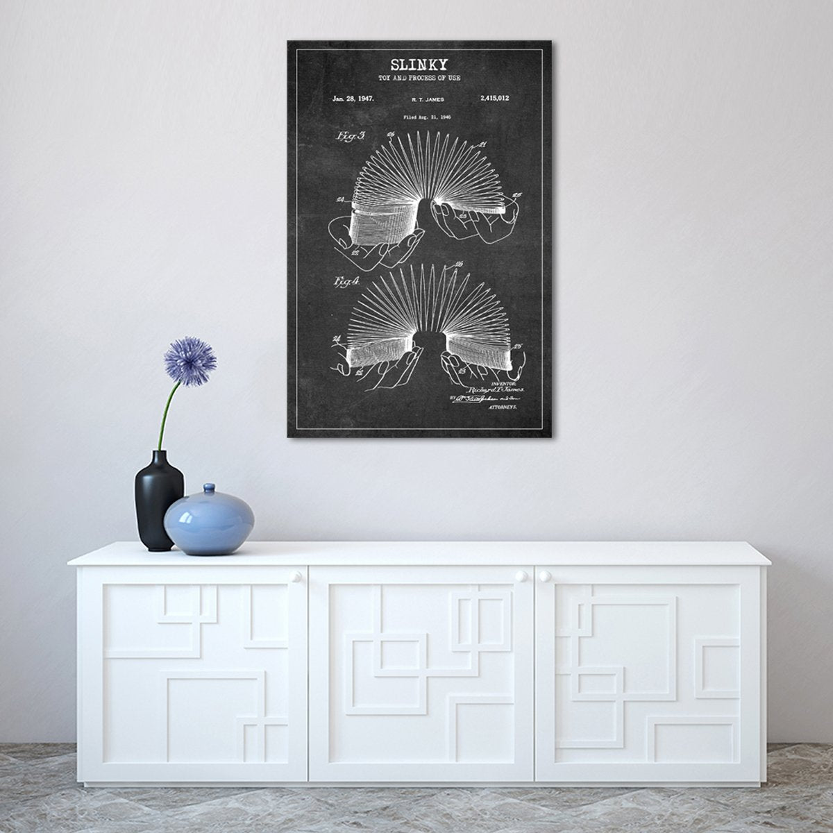 Slinky Patent BW Canvas Wall Art
