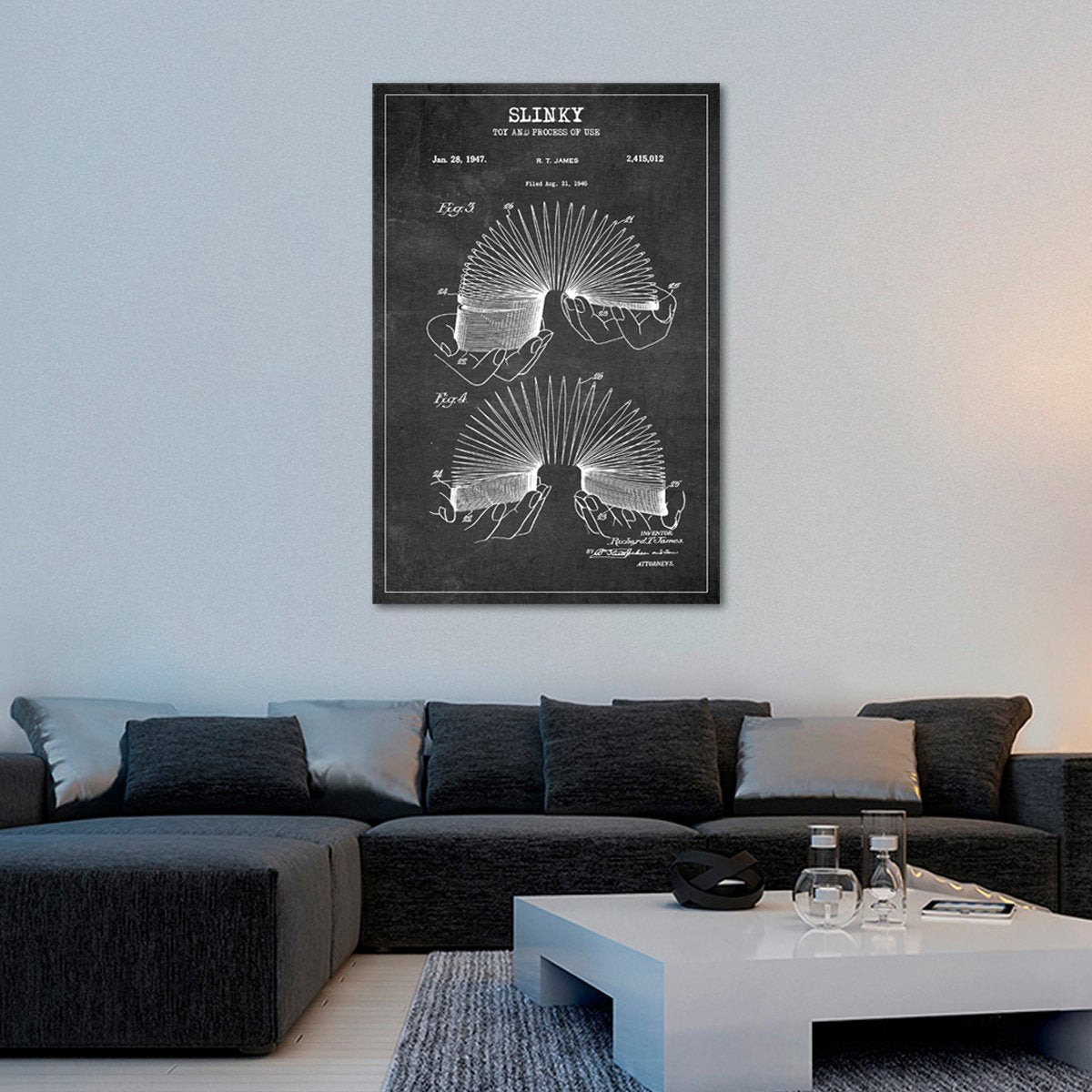 Slinky Patent BW Canvas Wall Art