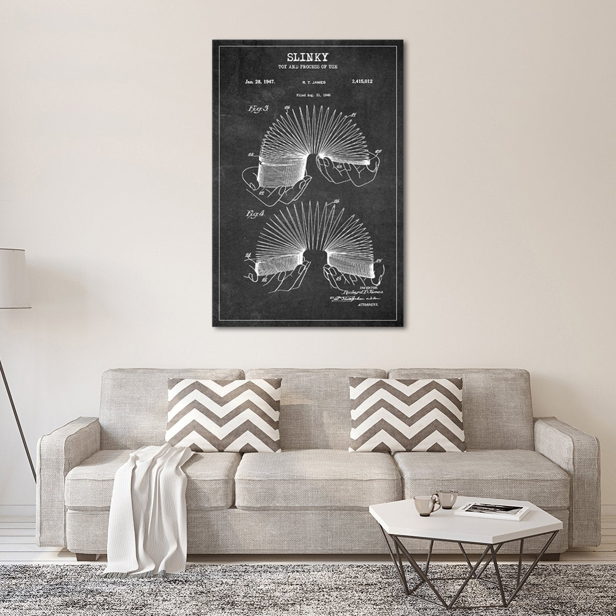 Slinky Patent BW Canvas Wall Art