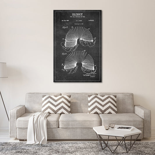 Slinky Patent BW Canvas Wall Art