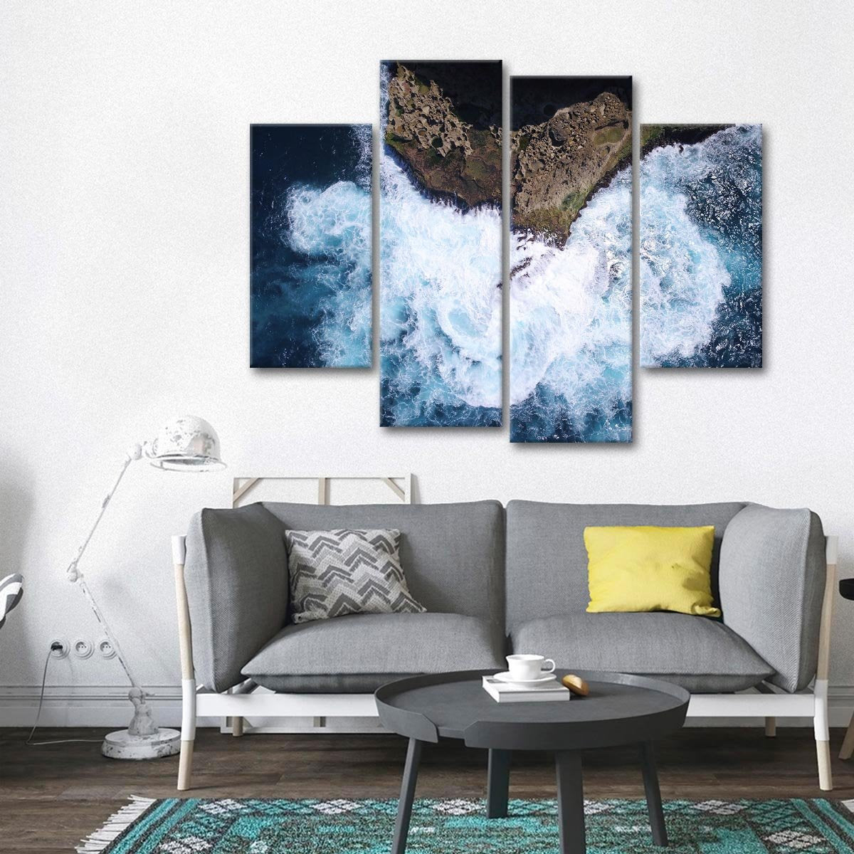 Smashing High Waves Multi Panel Canvas Wall Art