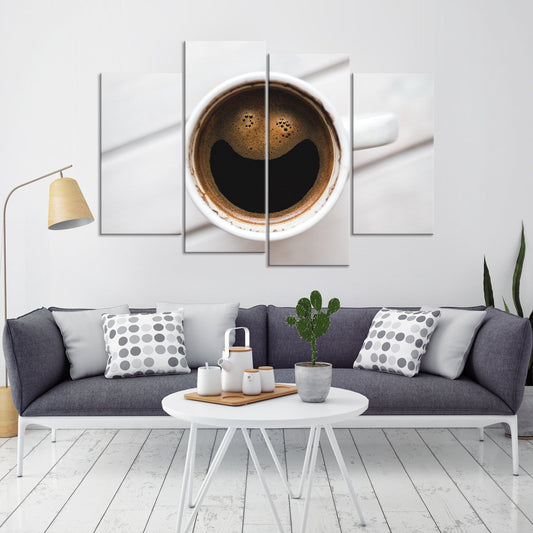 Smiley Coffee Multi Panel Canvas Wall Art