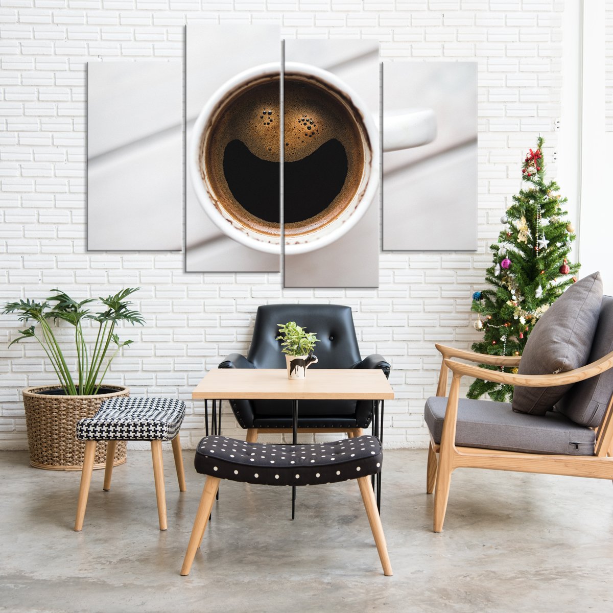 Smiley Coffee Multi Panel Canvas Wall Art