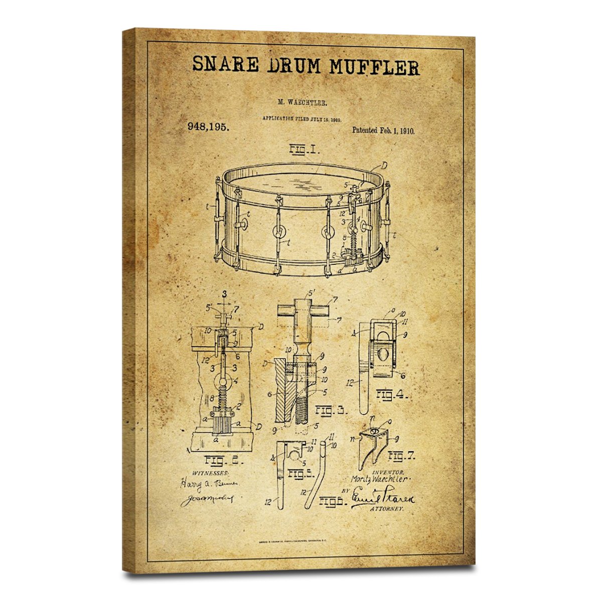 Snare Drum Muffler Patent Canvas Wall Art