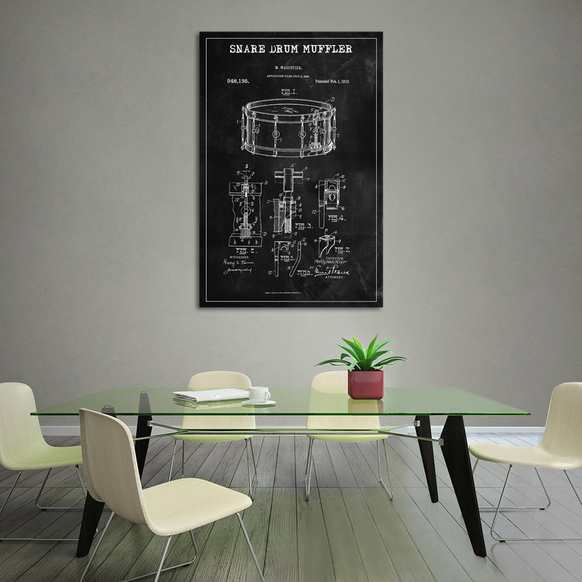 Snare Drum Muffler Patent BW Canvas Wall Art
