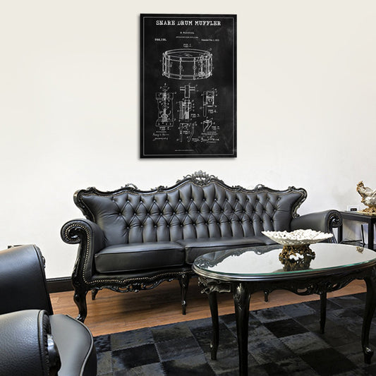 Snare Drum Muffler Patent BW Canvas Wall Art