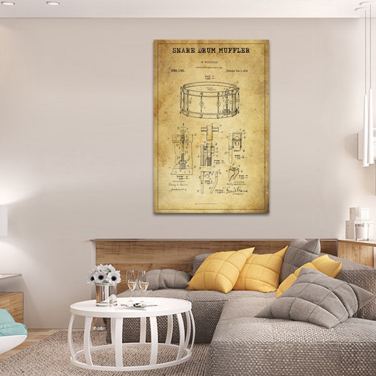 Snare Drum Muffler Patent Canvas Wall Art