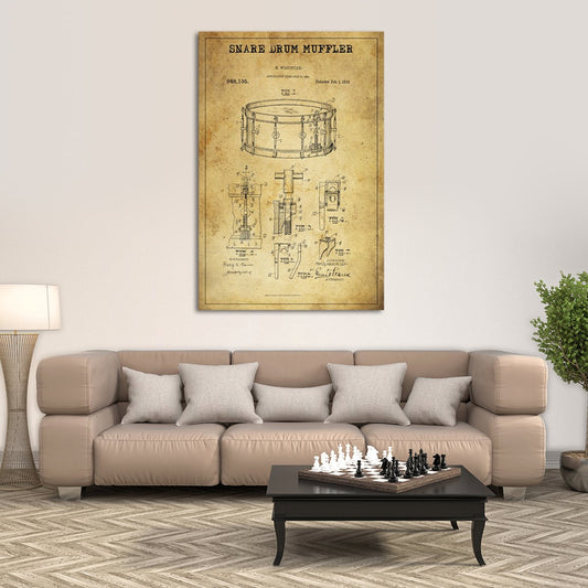 Snare Drum Muffler Patent Canvas Wall Art