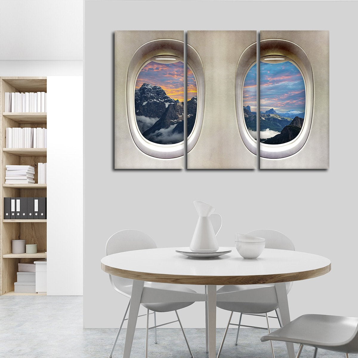 Snowy Mountain Window Seat Multi Panel Canvas Wall Art