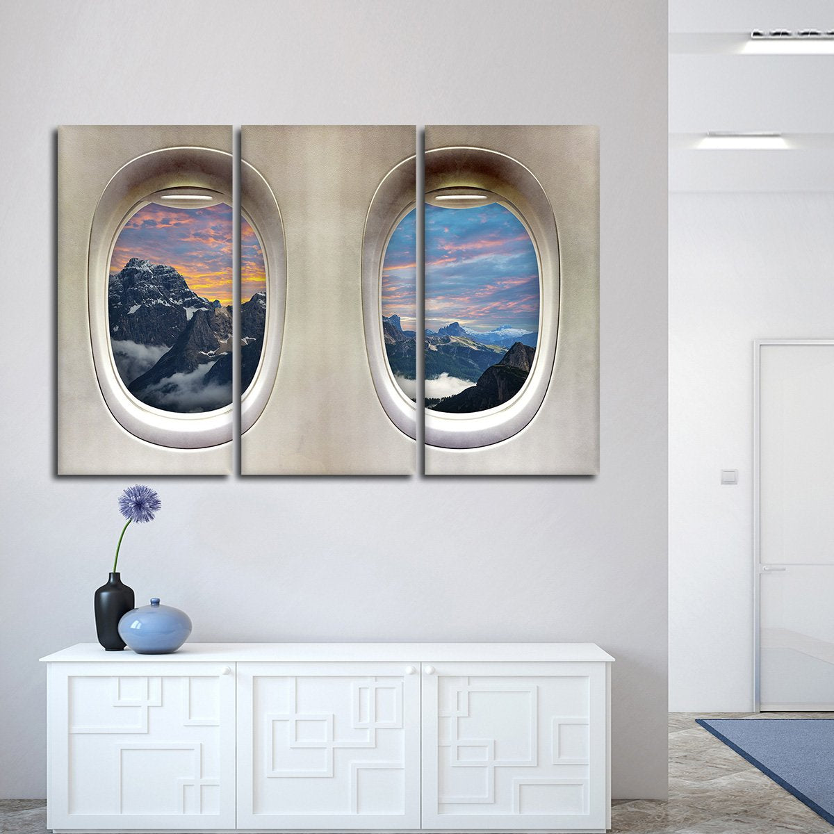 Snowy Mountain Window Seat Multi Panel Canvas Wall Art